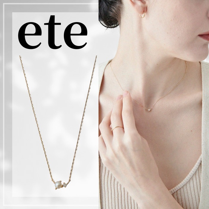 ete K10YG レイヤー パール/ダイヤモンド ネックレス