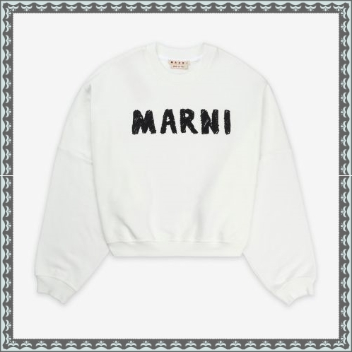 ★MARNI★ Logo Cotton Sweatshirt Natural White FLJE0185P5USC
