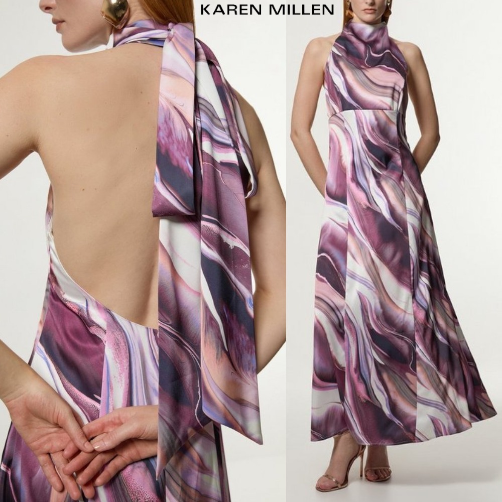 【KAREN MILLEN】グラデーションストライプ ビスコース ホルター