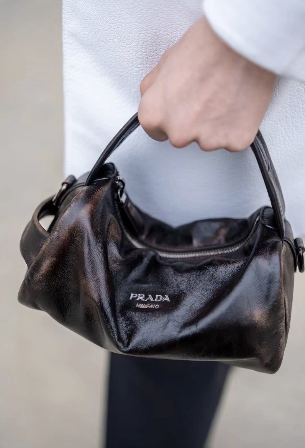 ビンテージ感《PRADA》ナッパレザースポーツバッグ ショルダーも