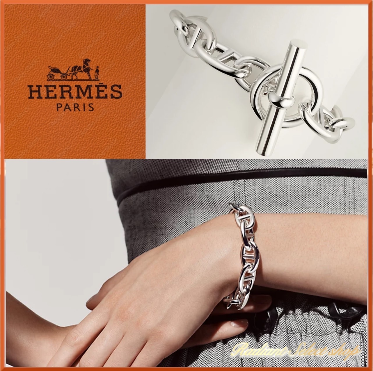 【HERMES】人気！ブレスレット チェーン 大きめ 男女兼用