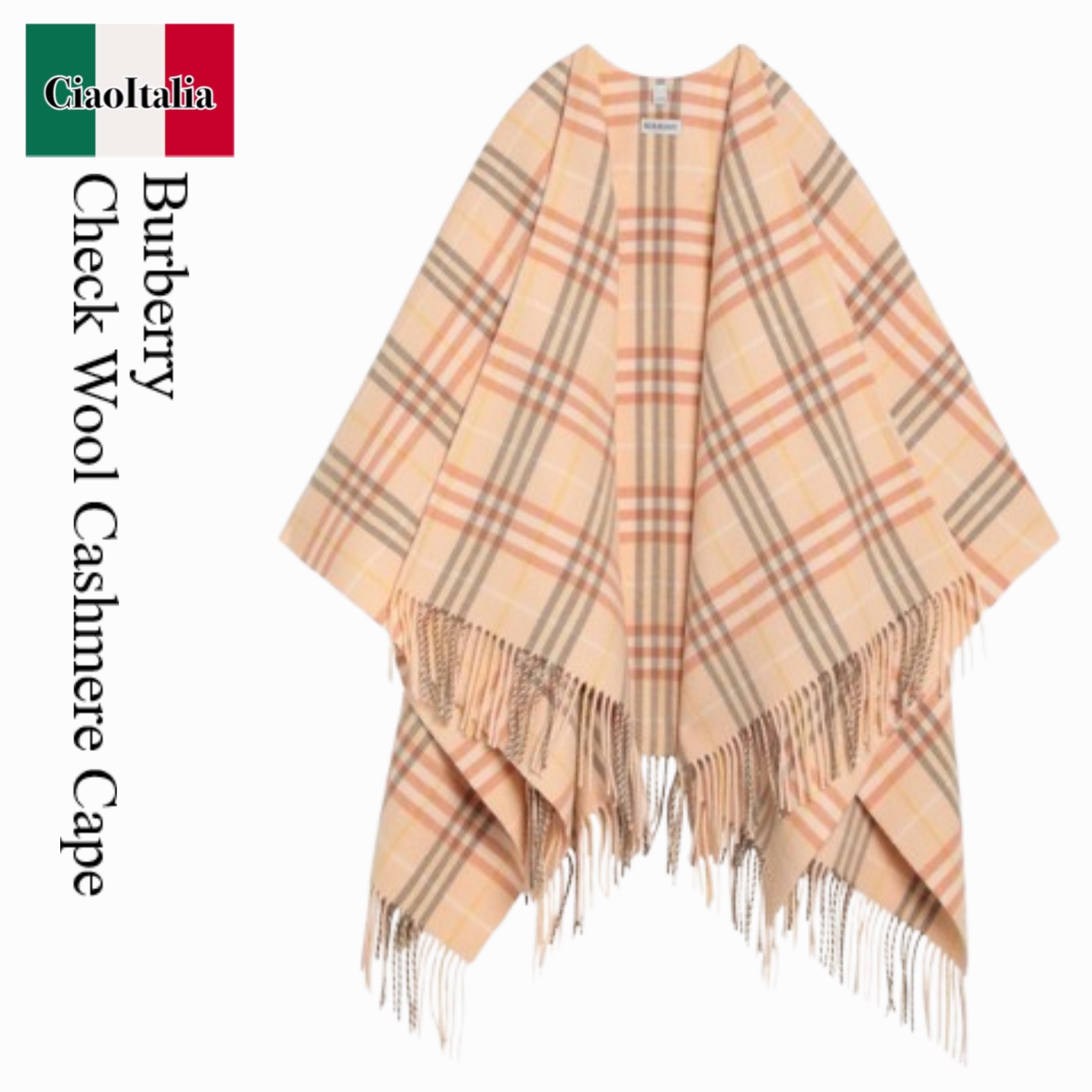 ポンチョ・ケープ Burberry Check Wool Cashmere Cape