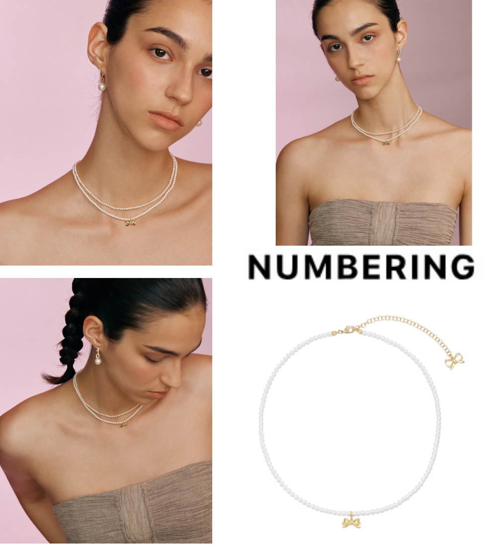 ネックレス・ペンダント Mini Ribbon Pearl Necklace #9708