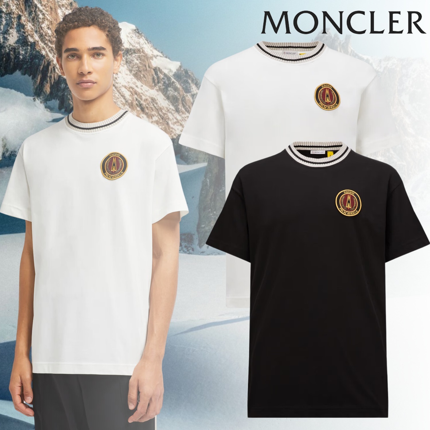 MONCLER Palm Angels モンクレール Logo ロゴワッペン Tシャツ