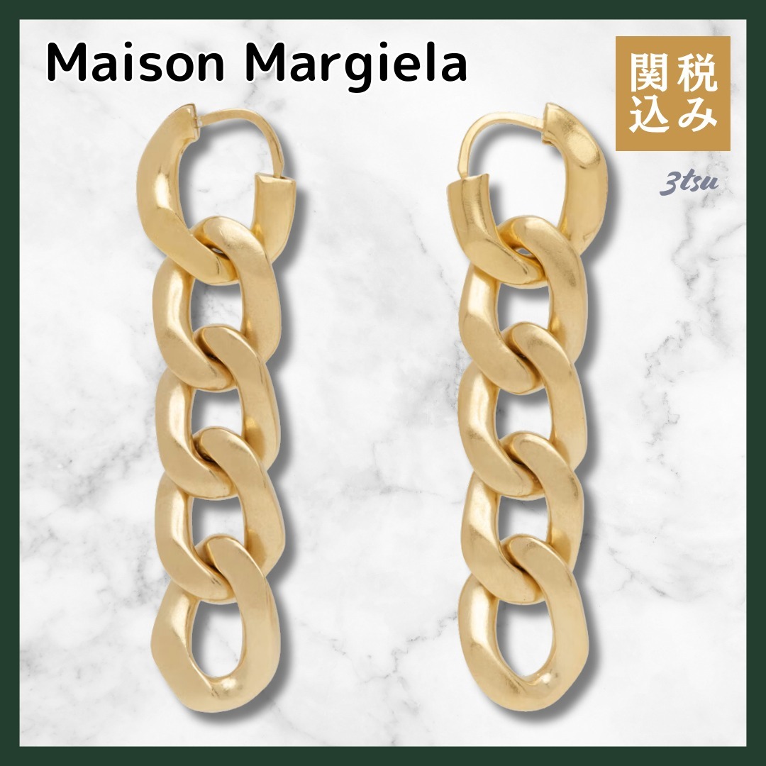 MAISON MARGIELA★ゴールド Gourmette Collection ロゴ ピアス