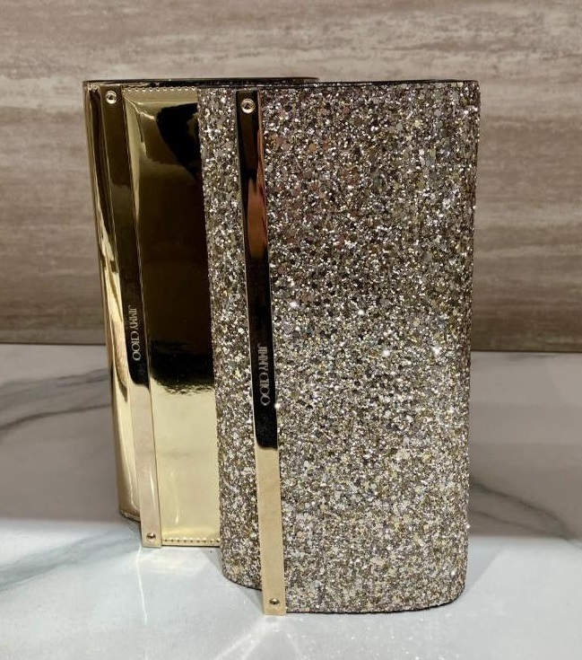パーティーバッグ JIMMY CHOO MILLA COARSE GLITTER FABRIC / BALLET