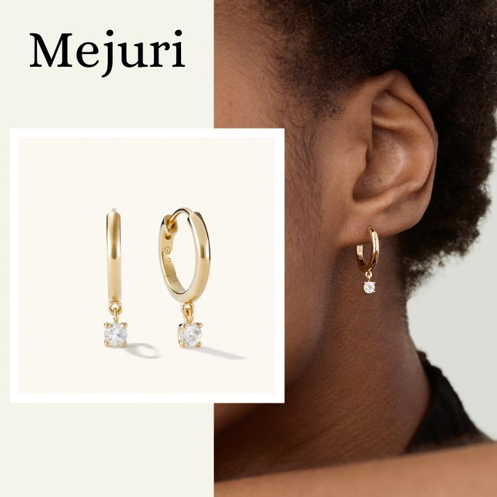 様々なシーンで◎【MEJURI】ラウンドトパーズ フープピアス 18K