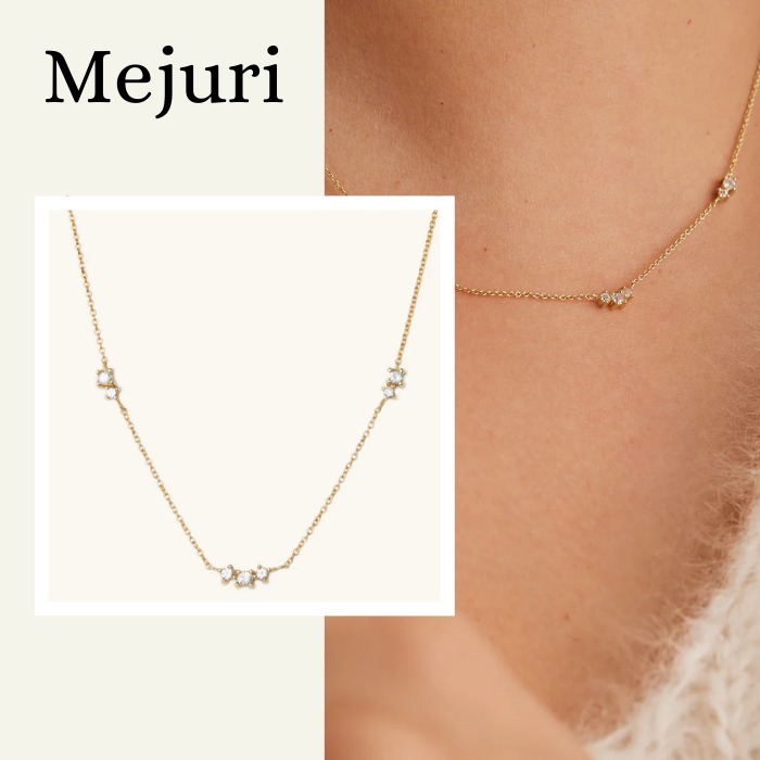 華やかさUP【MEJURI】フローティングサファイアネックレス 18K