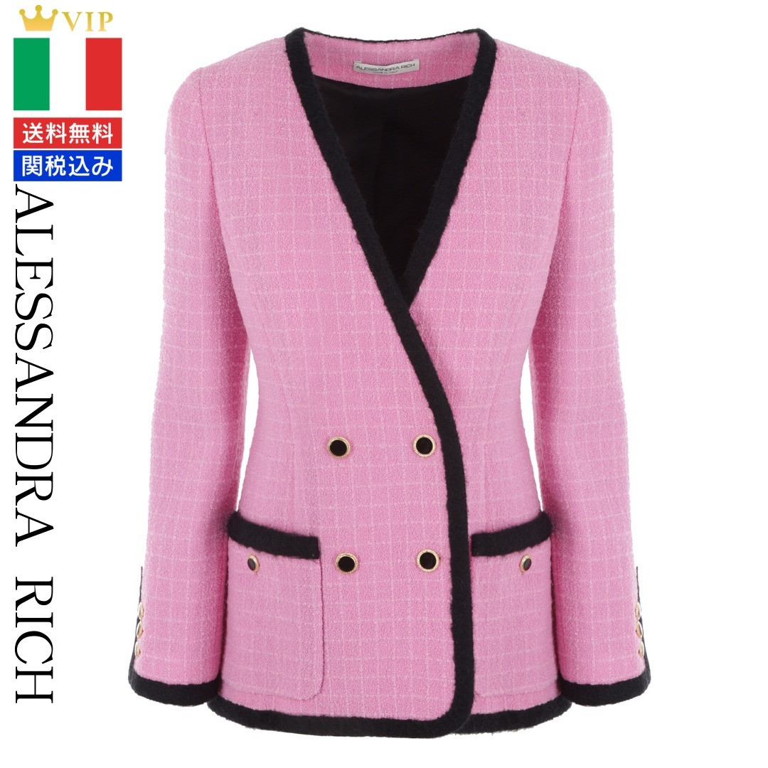 VIP【関税送料無料】希少 ALESSANDRA RICH PINK VISCOSE BLAZER