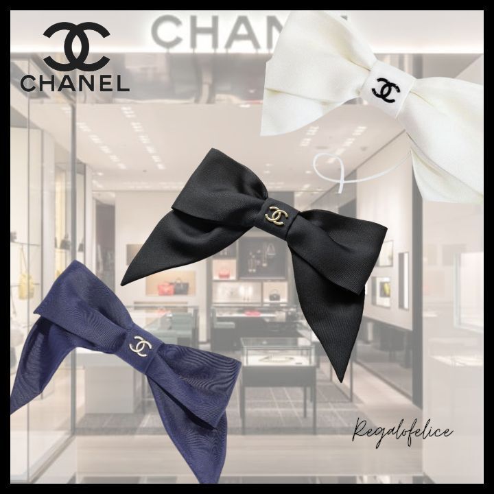 シャネル CHANEL CCロゴ リボンバレッタ シルク値下げ