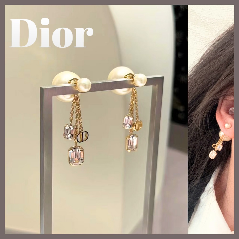 【モダン/エレガント】Dior Tribales ピアス クリスタル パール