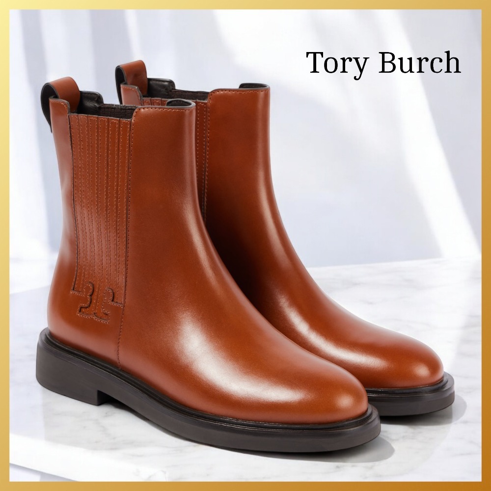 【Tory Burch】残りわずか☆ Tモノグラムレザーチェルシーブーツ