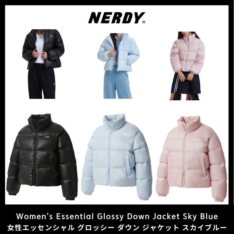 [NERDY]Women's Essential Glossy Down Jacket Sky Blue★大人気
