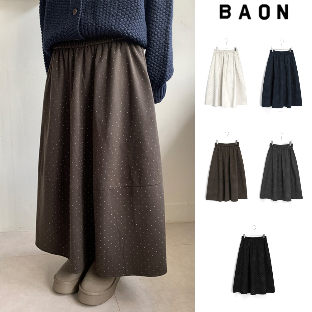 【BAON】Hennedy banding dot balloon brushed long skirt