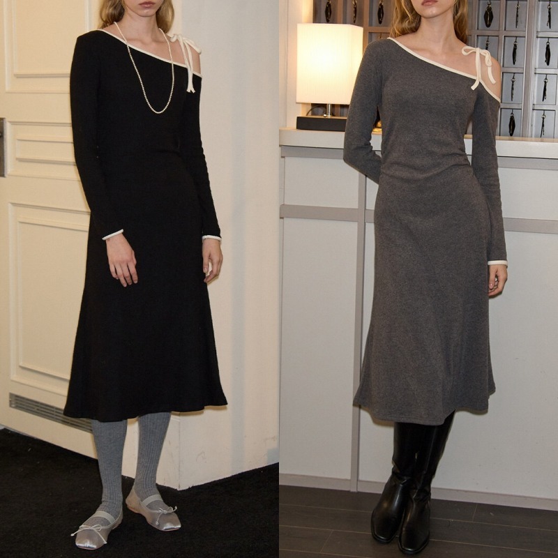 Salon de Yohn☆Line Point Off Shoulder Dress
