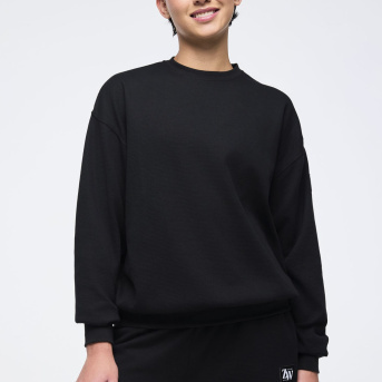 ズンバ Haus Oversized Pullover Waffle Sweatshirt Bold Black
