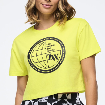 ★国内発送★ ズンバ Zumba Haus Crew Neck Crop Top Lemon