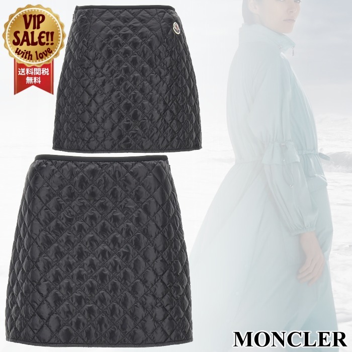 【MONCLER】モンクレール ロゴパッチ キルティング ミニスカート