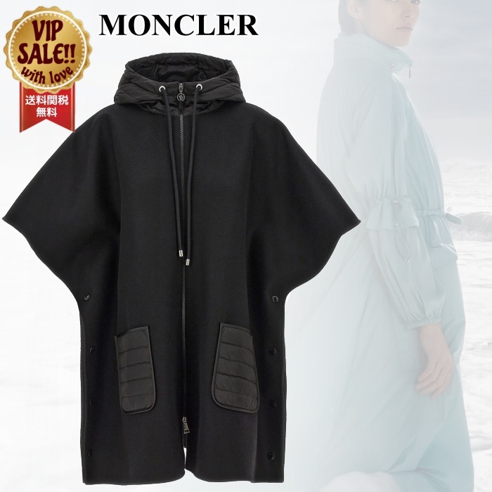 【MONCLER】 モンクレール ジップアップ フード付きケープコート
