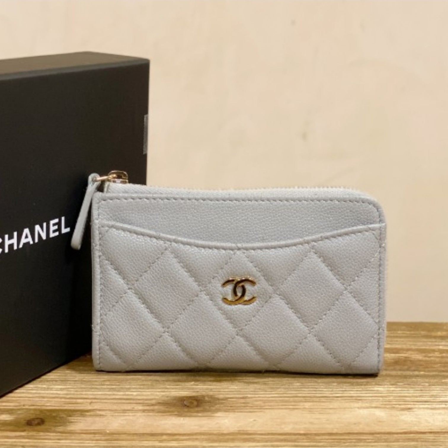 【Chanel】シャネル★cardholder★ジップカードホルダー★グレー