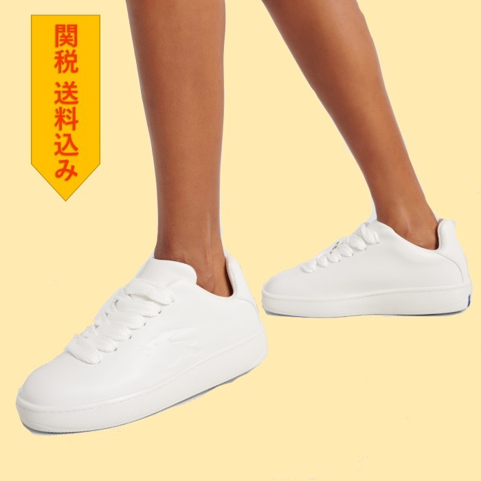 【Burberry】 Box leather sneakers