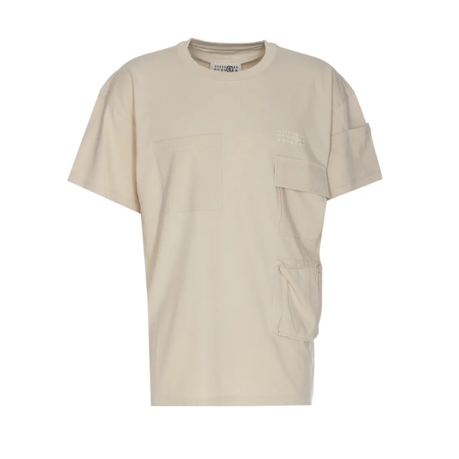 MM6 メゾン マルジェラ ロゴプリント ポケット Tシャツ ベージュ MARTIN MARGIELA Maison Martin Margiela 10 メゾン マルタン