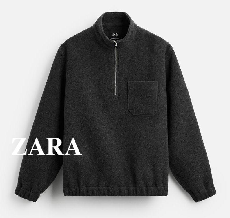★ドイツ発*ZARA*新作*ハーフZIPウールフリース/ANTHRACITE★