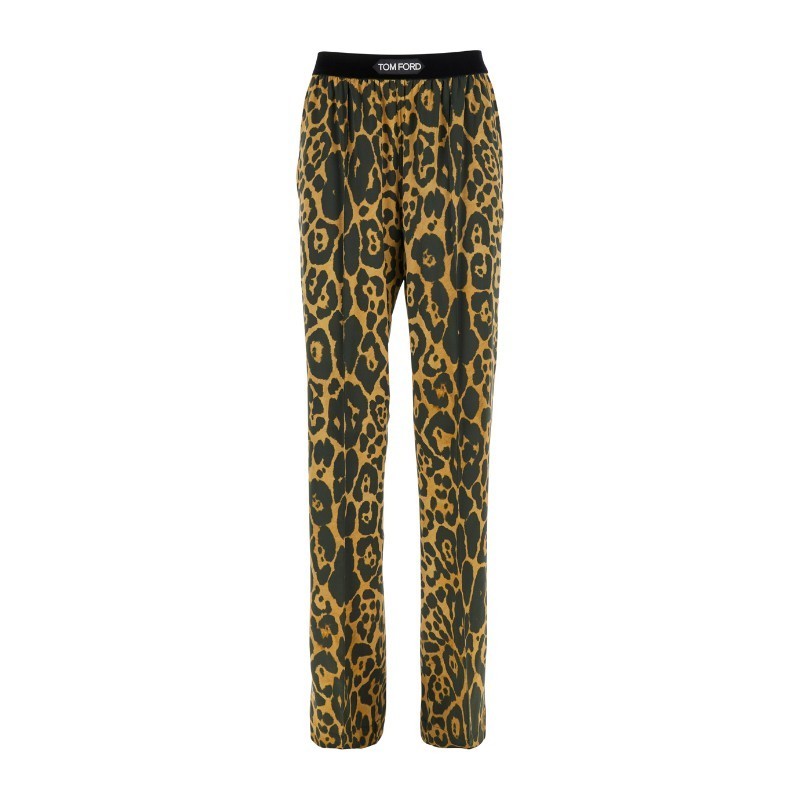 パンツ TOM FORD wild leopard on stretch silk satin pj pants