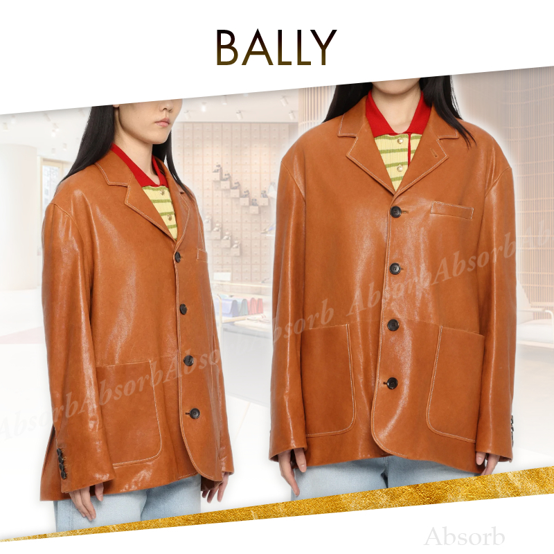 【24AW NEW】BALLY_women / レザージャケット / Brown
