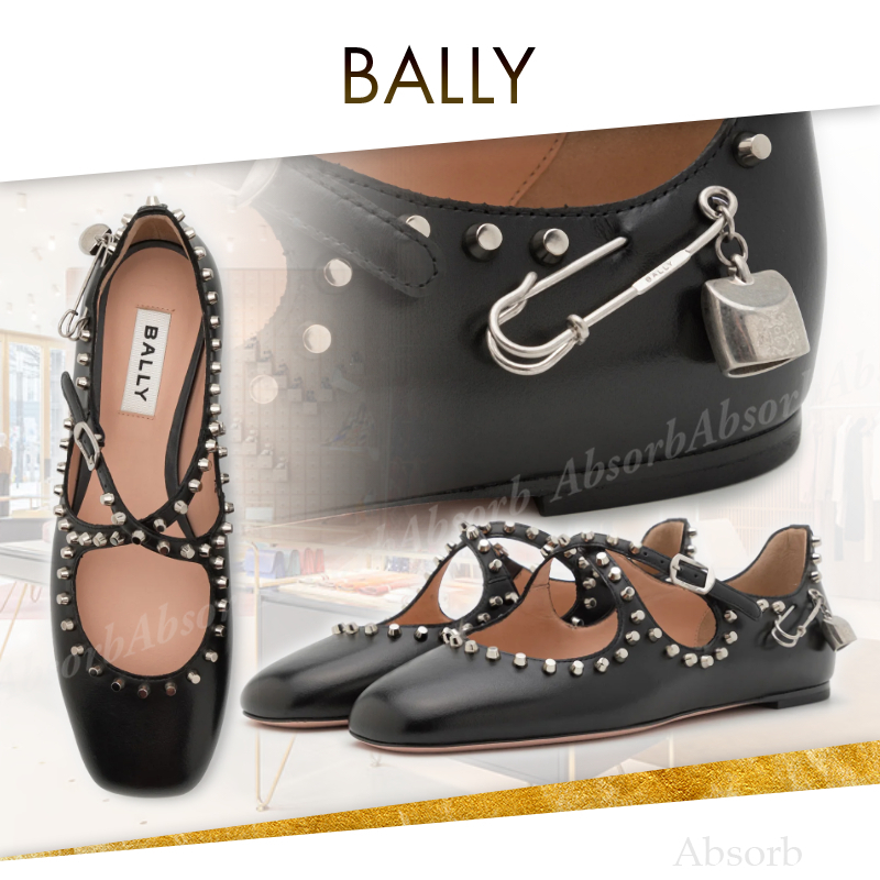【24AW NEW】BALLY_women / スタッズ装飾付き フラットシューズ