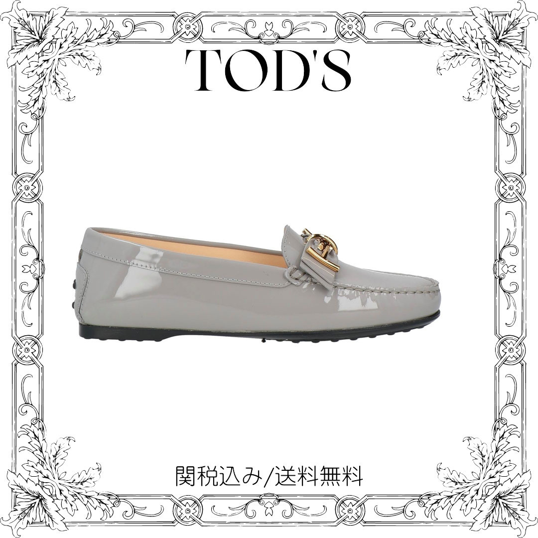 モカシン【TOD'S】関税込み/送料無料 パテントレザー ヒールなし