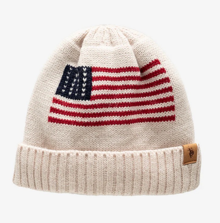 U.S. POLO ASSN. アメリカ国旗 フリース ニット帽 ビーニー