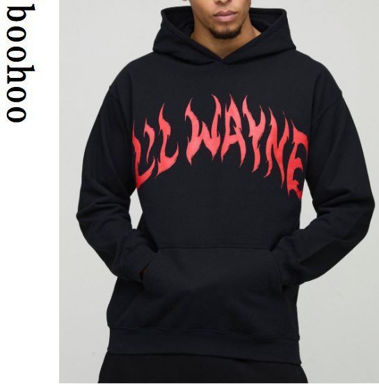 boohoo MAN★オーバーサイズ 長袖 パーカー★リル・ウェイン★黒