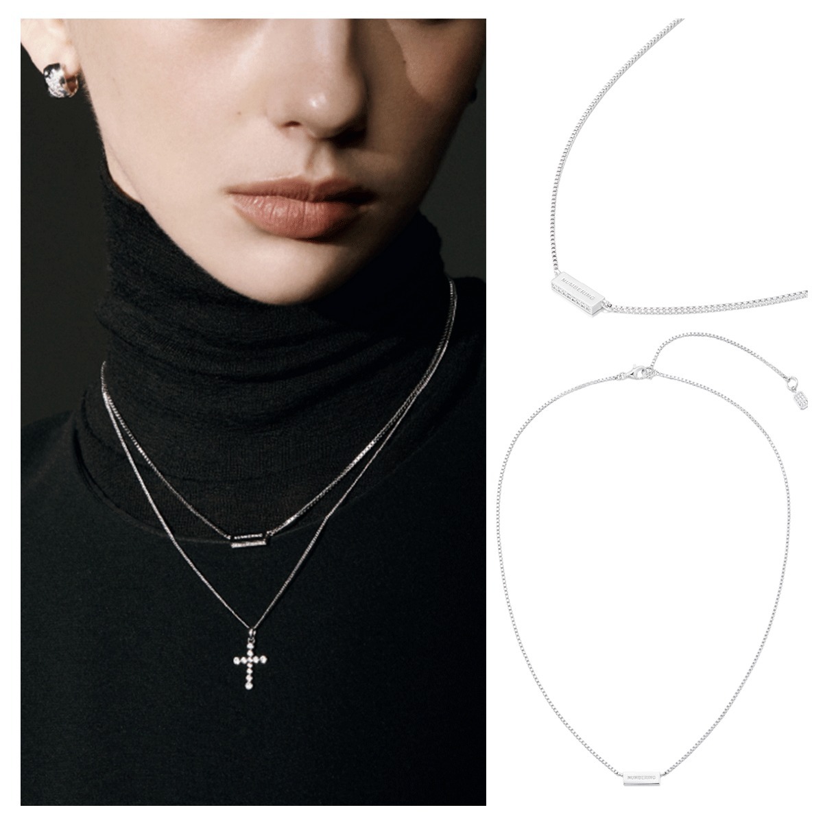 ネックレス・ペンダント Numbering Side Pave Bar Necklace #3726 5BNY039