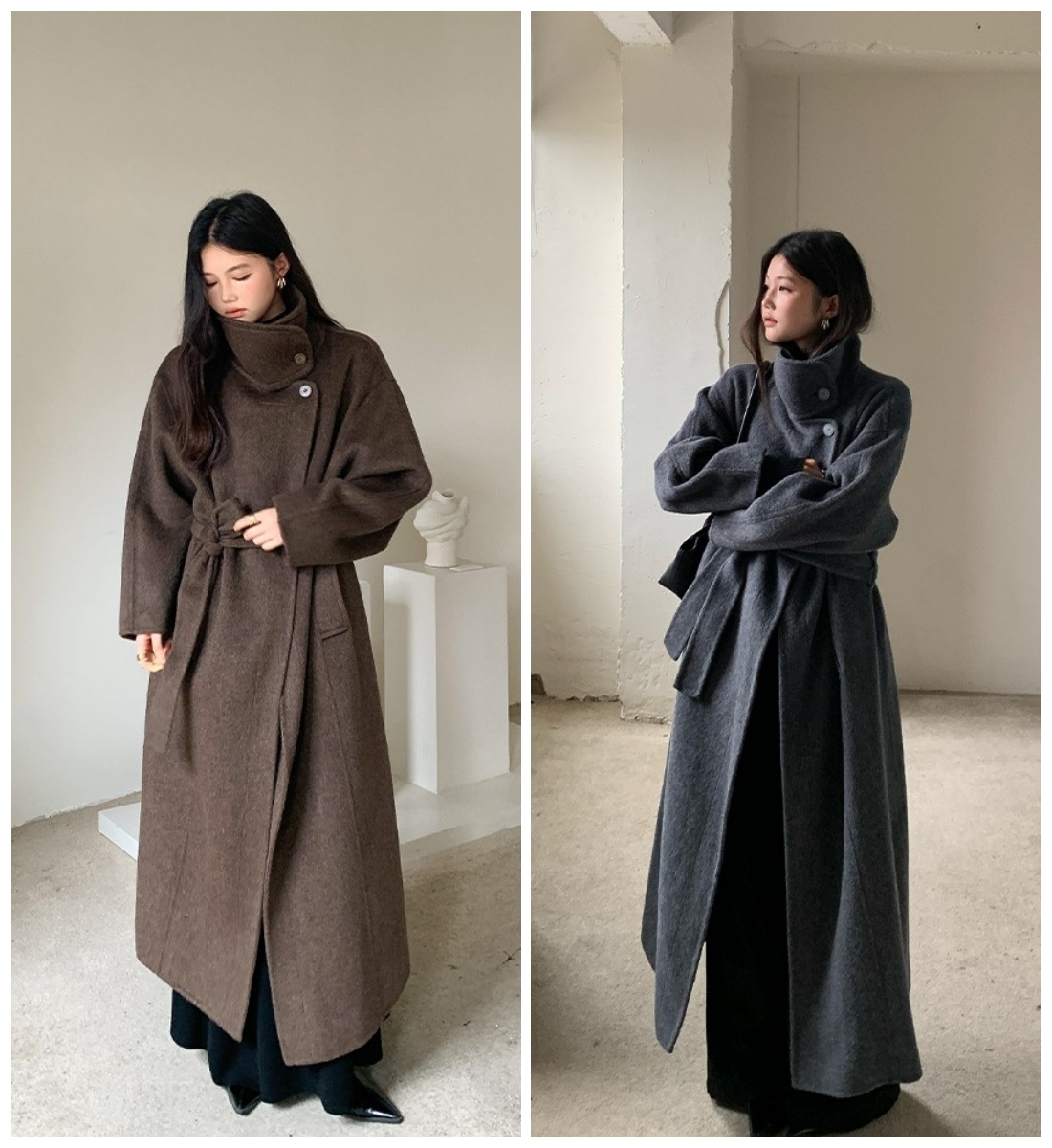 ウールコートアウターロング秋冬上品
