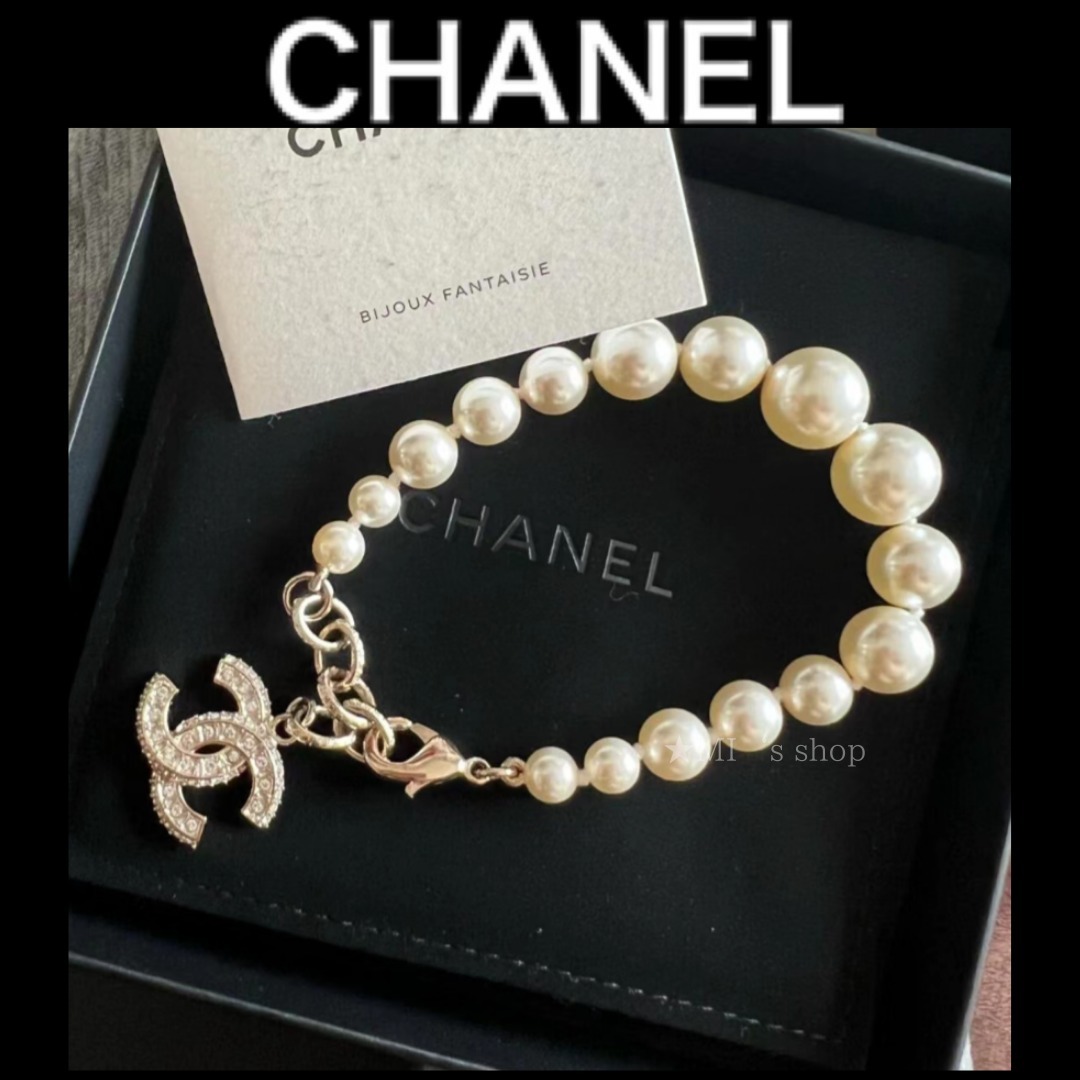 【上品パール♪】CHANEL ブレスレット ロゴ