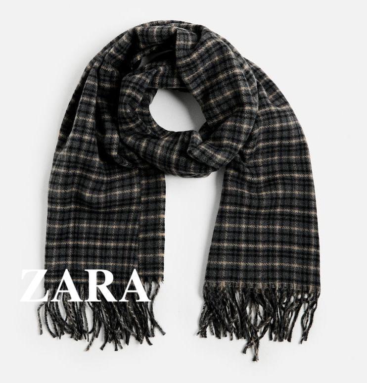 ★ドイツ発*ZARA*新作*チェックマフラー/DARK GREY★