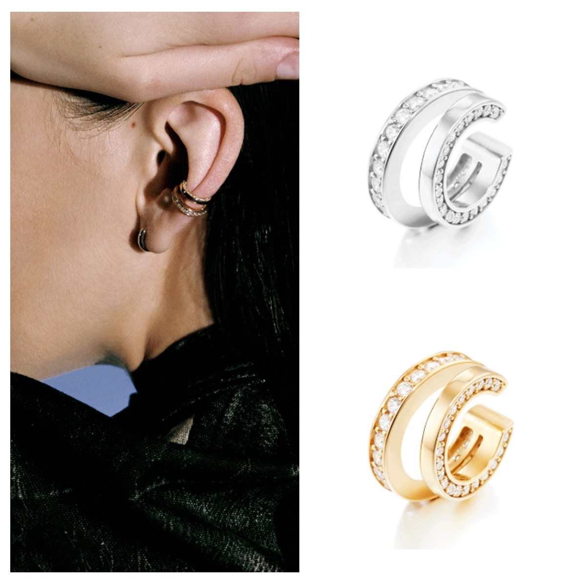イヤリング Numbering Double Line Pave Ear Cuff #3125 5BNY046