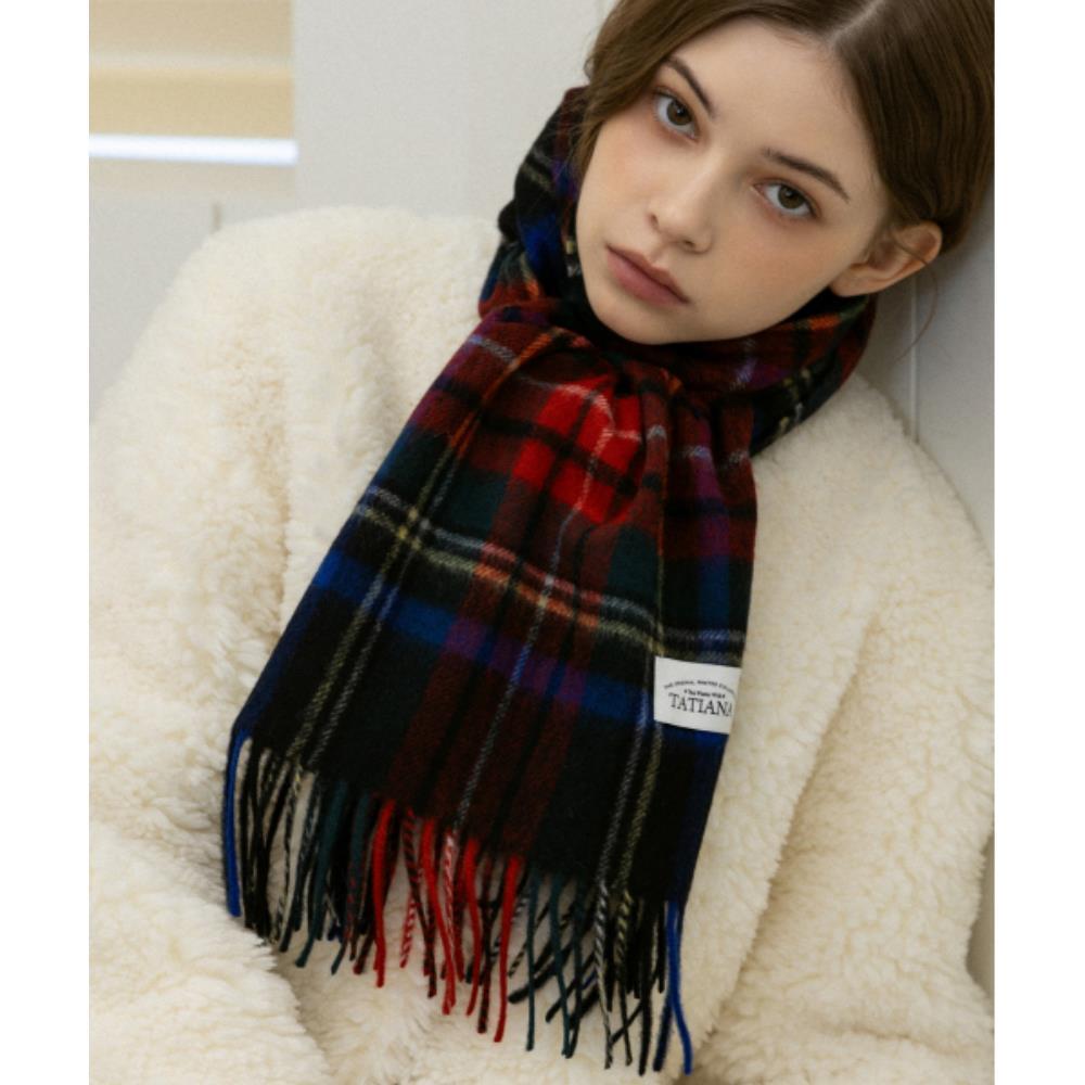 マフラー・ストール TATIANA Mixed Check Soft Lambs Wool 100 Scarf MF8009