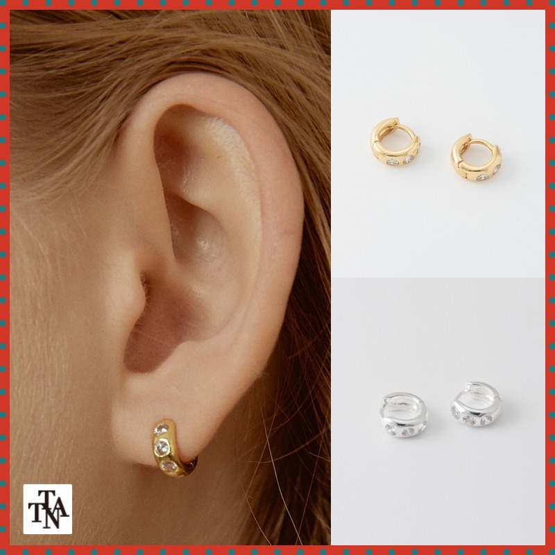 イヤリング TATIANA SILVER925 Dot Cubic Mini Hoop Earring EC1942