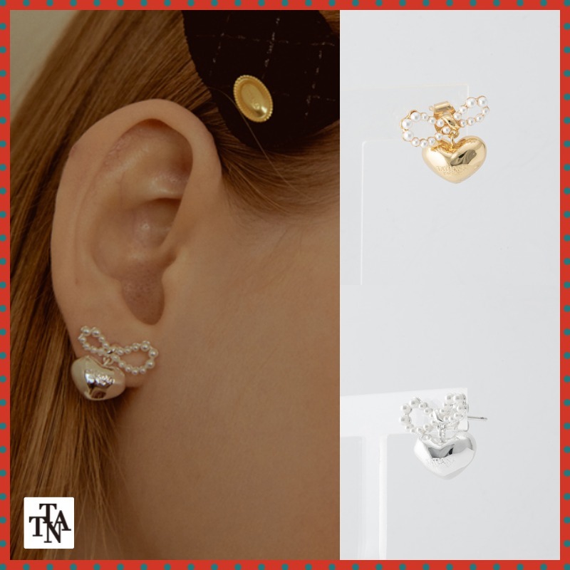 イヤリング TATIANA Pearl Ribbon with Heart Earring EC1945