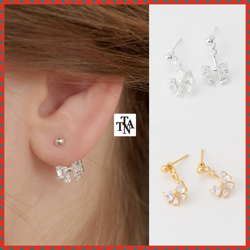 イヤリング TATIANA Silver 925 Twinkle Butterfly Ribbon Ear Jacket Earri