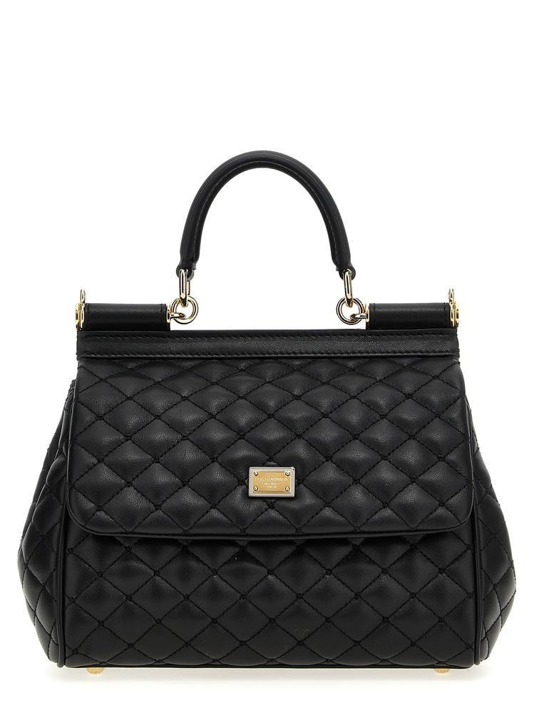 Dolce & Gabbana ハンドバッグ ミディアム 黒 本革 ロゴ Sicily Dolce & Gabbana ハンドバッグ ミディアム 黒 本革 ロゴ Sicily