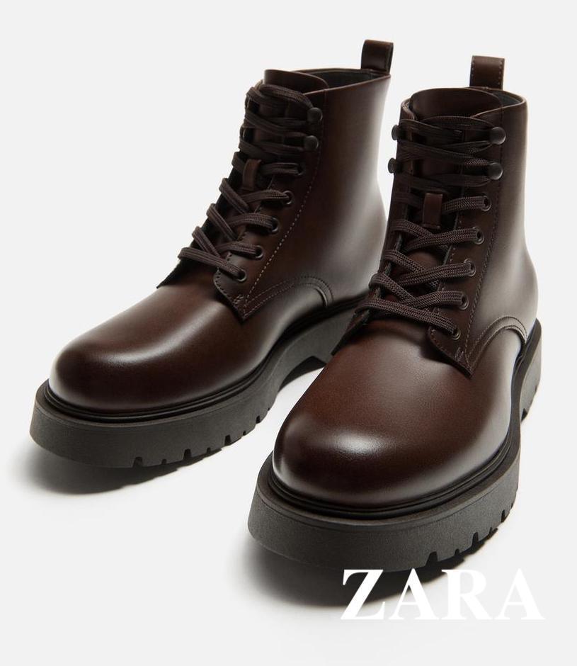 ★ドイツ発*ZARA*新作*トラックソールレースアップブーツ/BR★