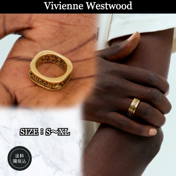 【Vivienne Westwood】ロゴエンボスリング GOLD S〜XLサイズ
