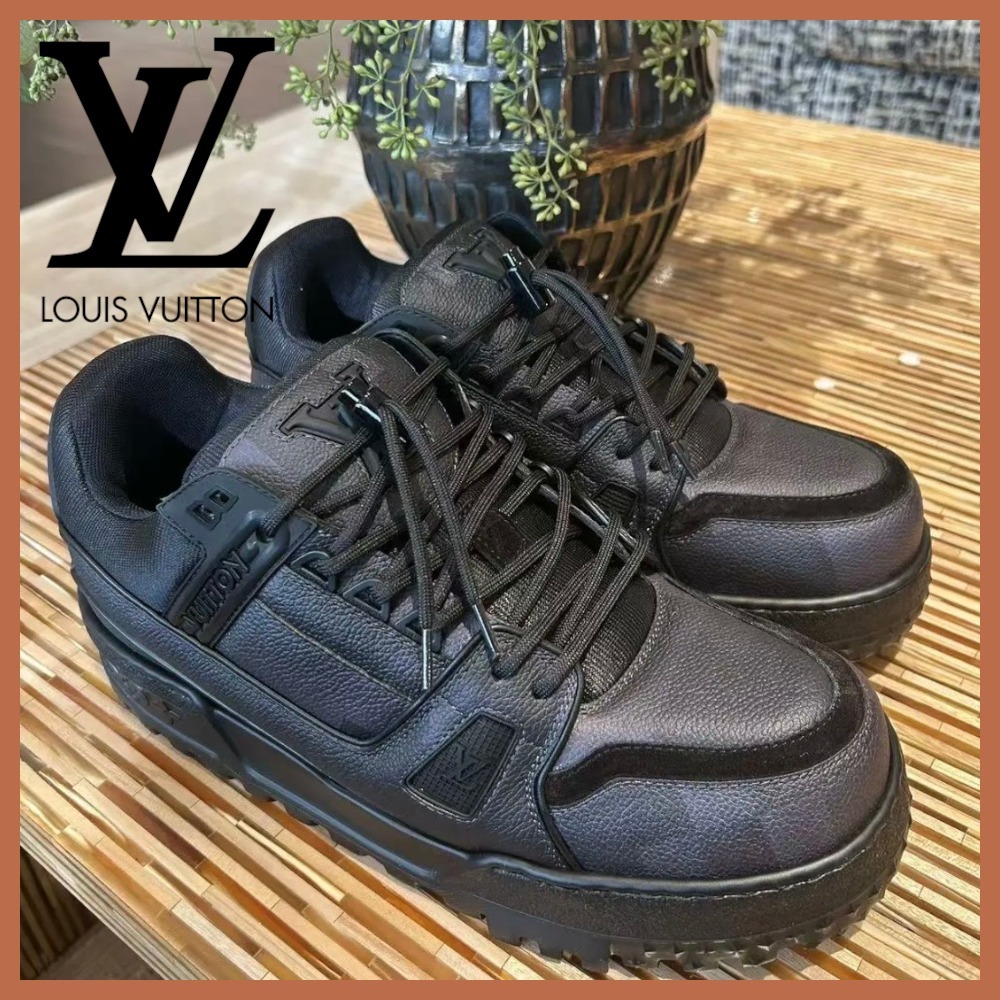 【人気のオールブラック】LV トレイナー マキシ スニーカー