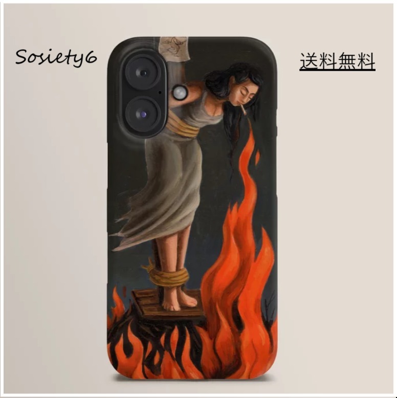 Society6  iPhoneケース アート クールな油絵 タバコ 炎