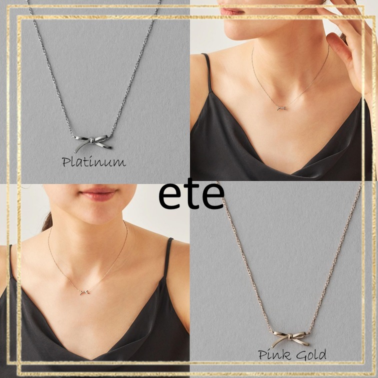 ete ネックレス レイヤー リボン プラチナム ゴールド 国内発送