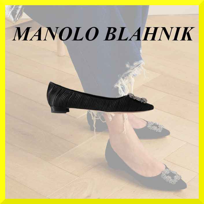 MANOLO BLAHNIK☆関税込☆ハンギシ クリスタル フラットシューズ