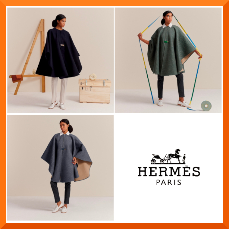 秋冬人気商品 *HERMES* ウール&カシミヤ ポンチョ マントコート 人気商品》HERMESウール&カシミヤ ポンチョマントコート (HERMES